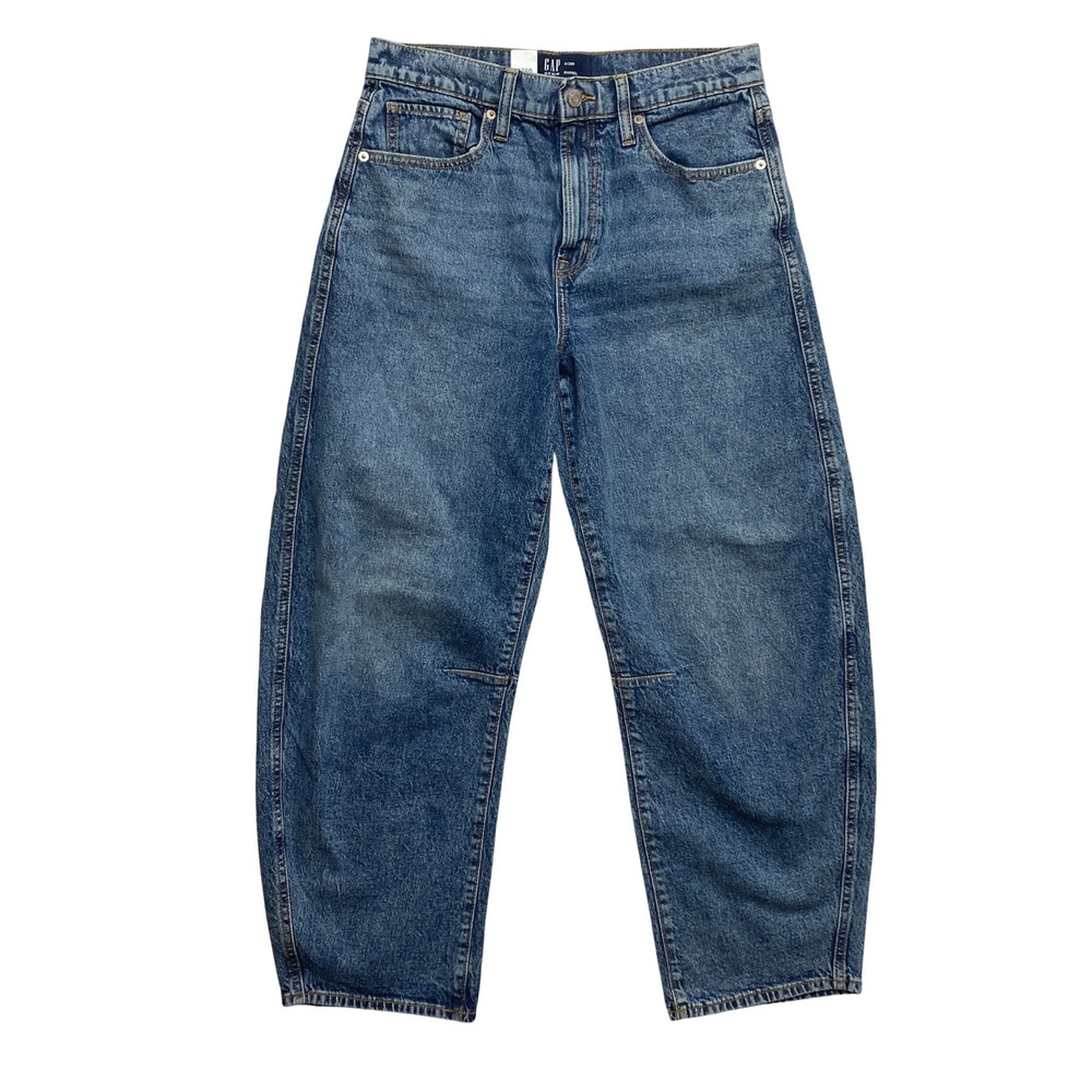Gap Jeans Womens 6/28 Blue Barrel High Rise Curved Leg Denim